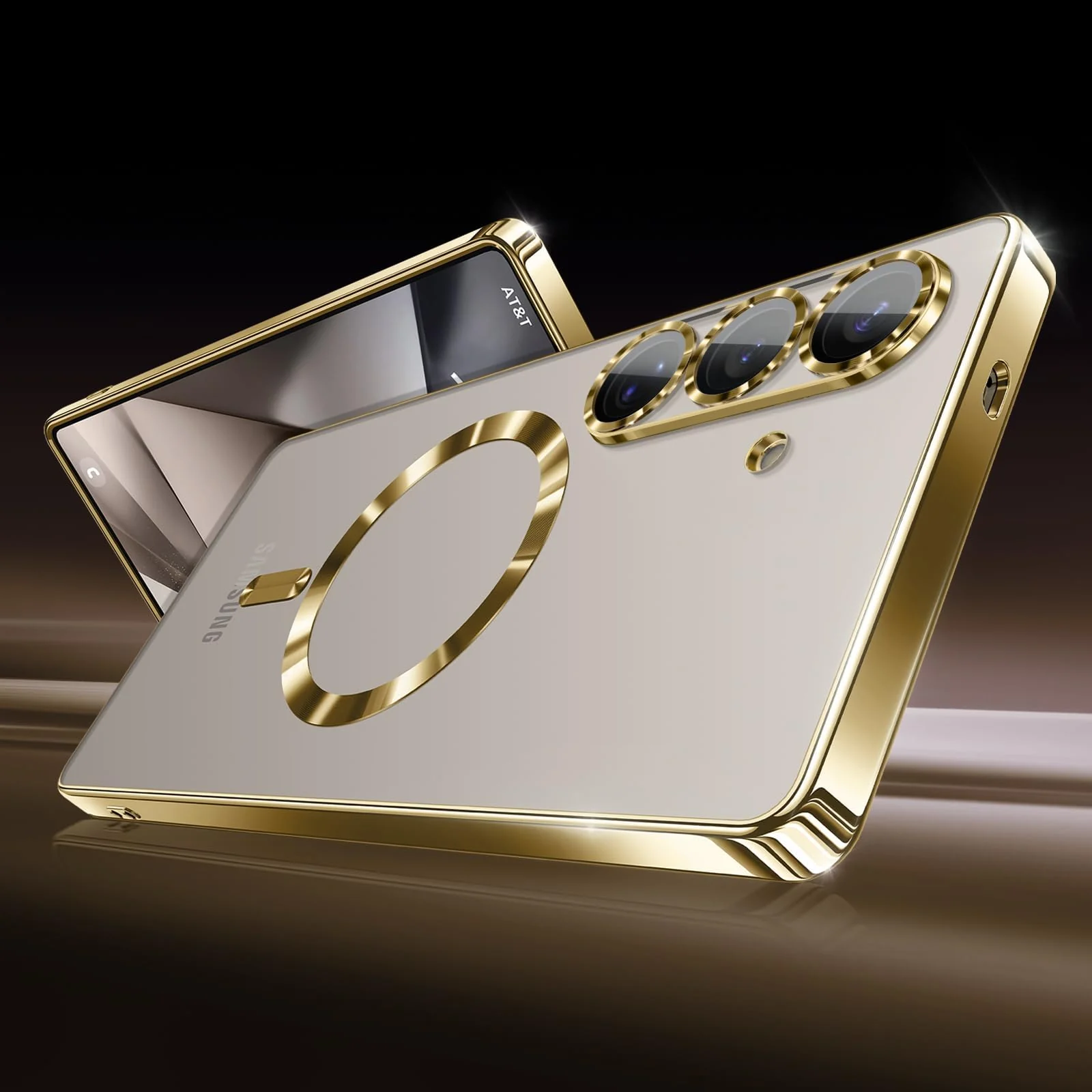 DL3 Mobilak Clear MagSafe-Compatible TPU Case and Camera Lens Protector for Samsung Galaxy A36 5G - Gold