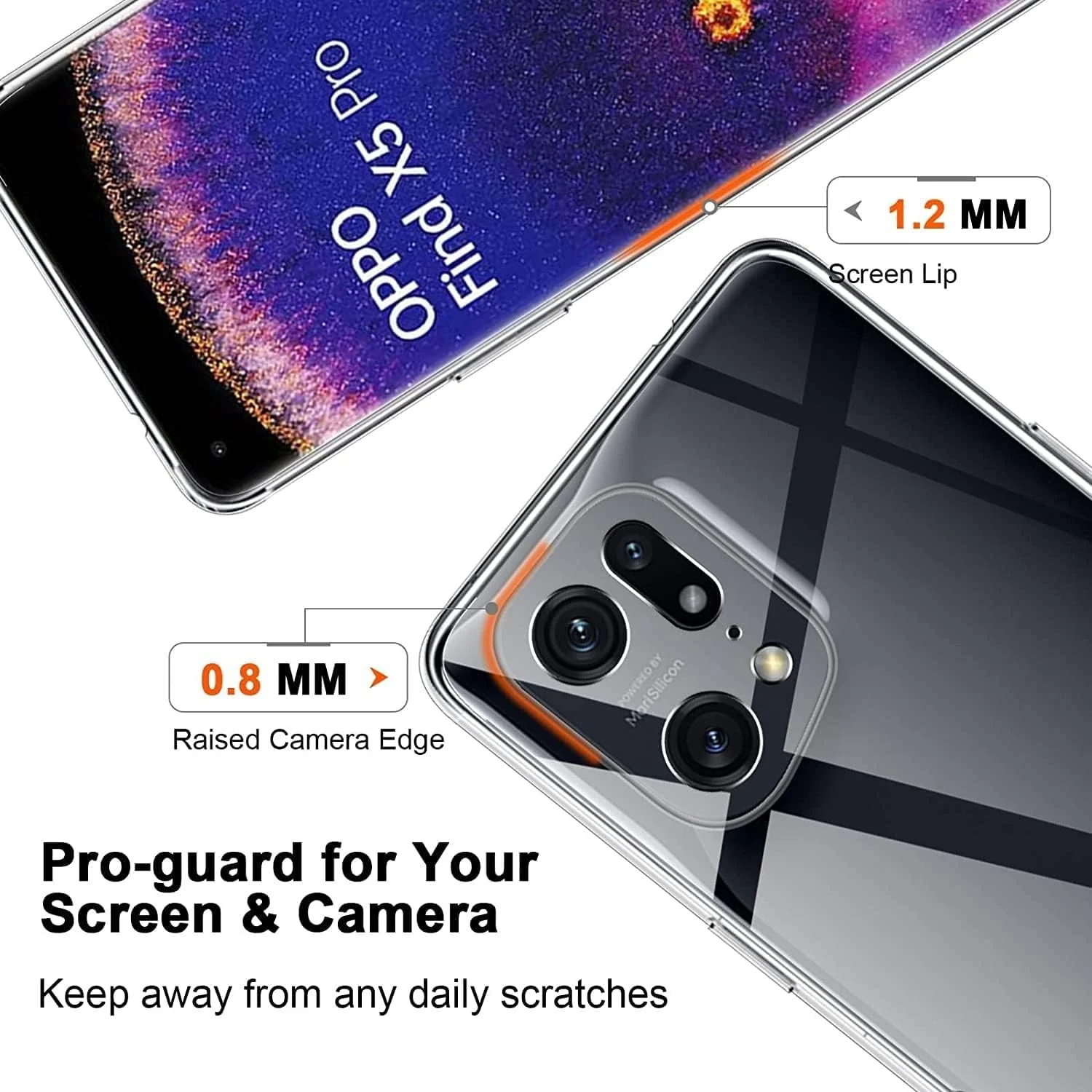 DL3 Mobilak Case Compatible with OPPO Find X5 5G Case Crystal Soft TPU Gel Case Flexible Silicone Anti-Scratch Camera Protection TPU Cover - Clear