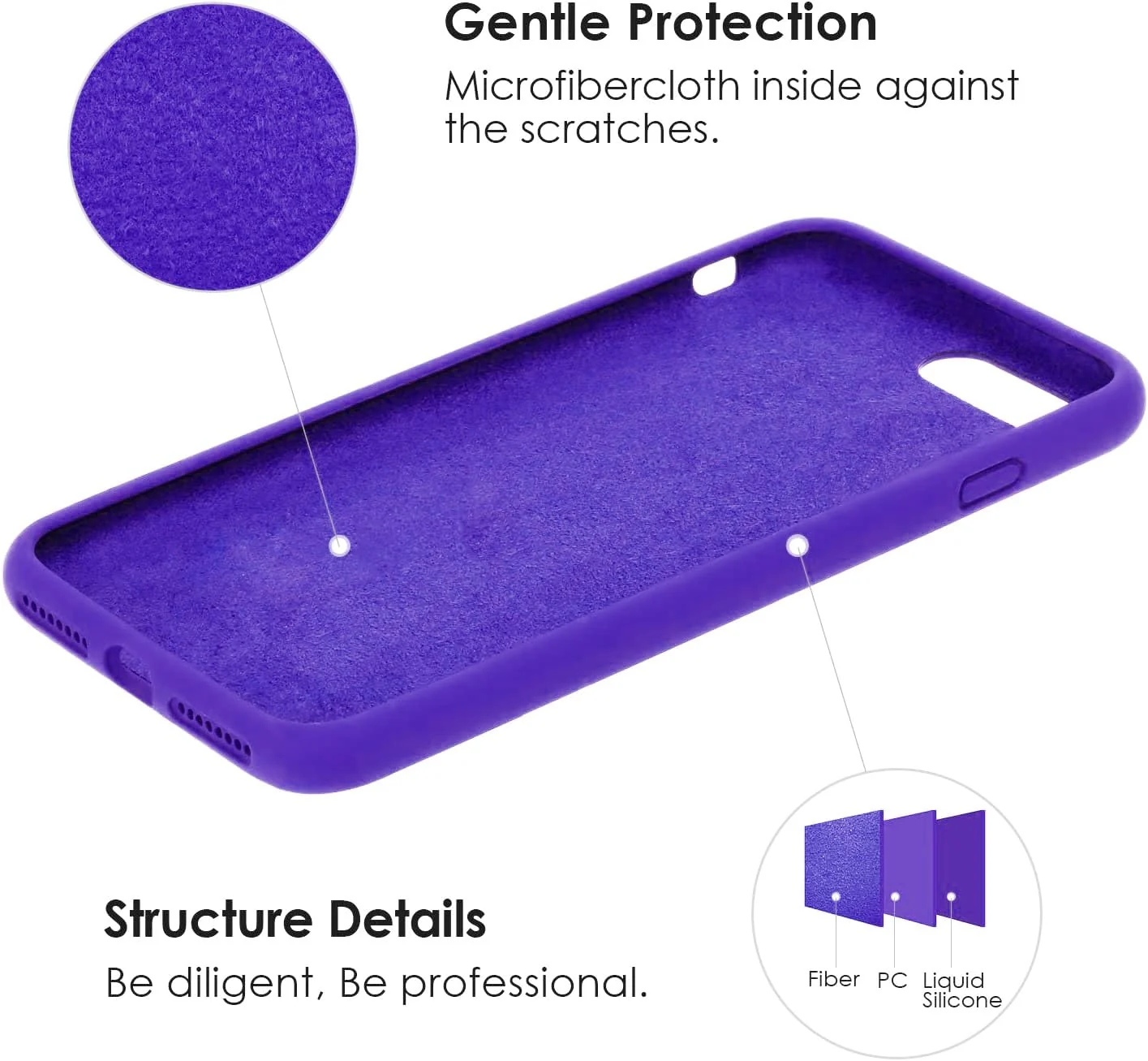 DL3 Mobilak Liquid Silicone Protective Case for iPhone SE 2022, SE 2020, iPhone 7, iPhone 8 with Camera Protection and Microfiber Lining - Violet