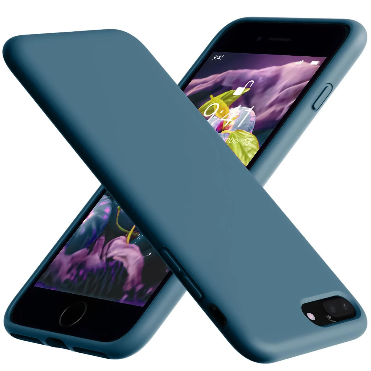 DL3 Mobilak Liquid Silicone Case for iPhone 6 Plus / 6S Plus, Shock-absorbing protection, Scratch-resistant surface, Soft microfiber lining - Storm Blue