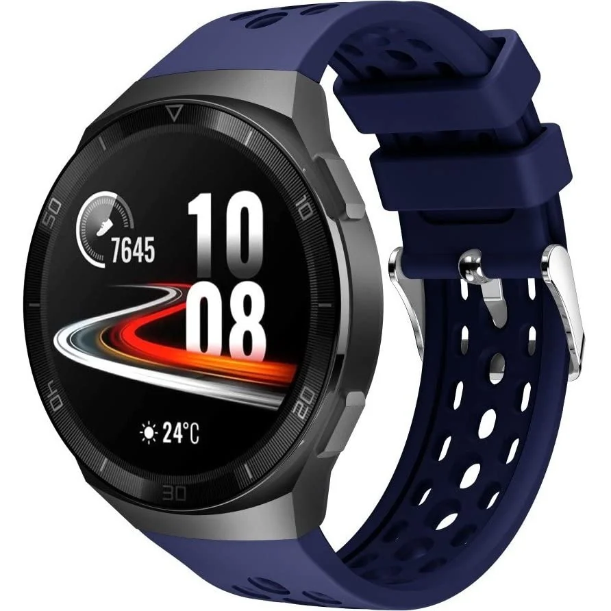 DL3 Mobilak Strap Replacement Bands Compatible with 22MM Huawei Watch GT2E Bands, Adjustable Accessory Soft Silicone Sport Wristband for Women Men - Blue