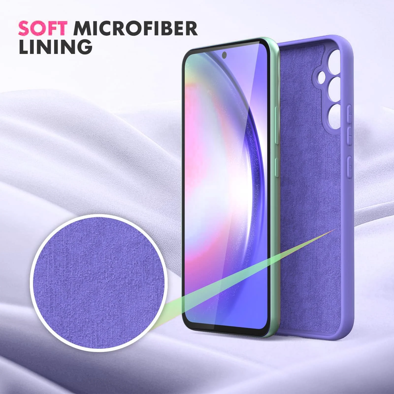 DL3 Mobilak Samsung Galaxy A15 Case, Soft Flexible Silicone Gel Rubber Bumper Cover, Full Body Shockproof Protective Phone Case - Light Purple
