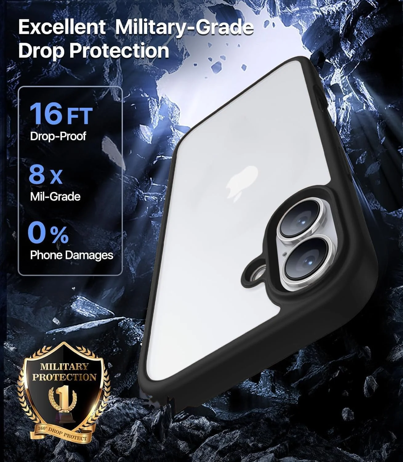 DL3 Mobilak Clear TPU Case for iPhone 17 6.3-Inch, Shock-absorbing protection, Anti-fingerprint finish, Non-slip grip - Black