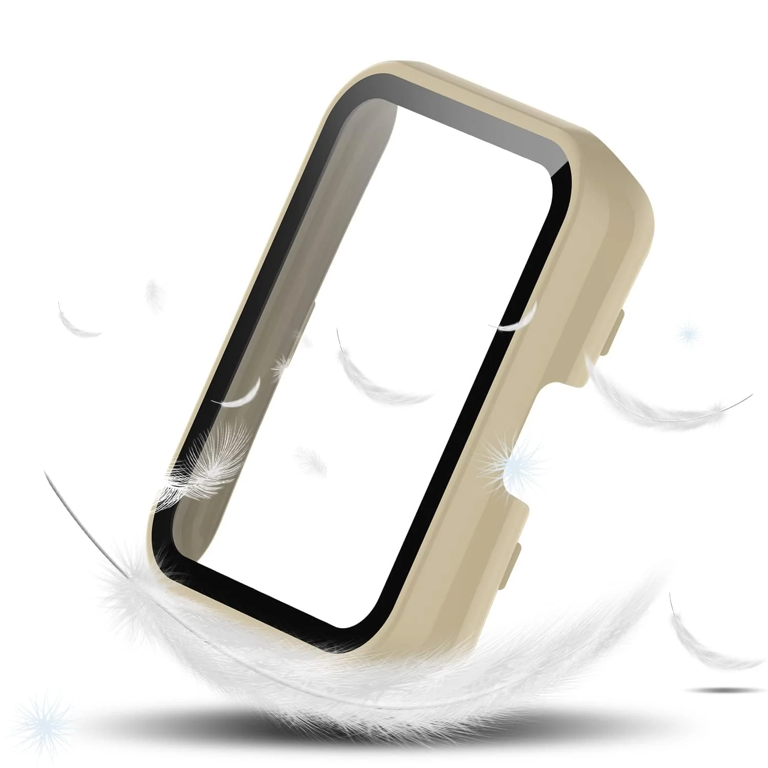 DL3 Mobilak Protective Case Compatible with Huawei Watch Fit 2 9H Hardness PC Case Bumper Full Slim Protective Cover with Tempered Glass For Huawei Watch Fit2 - Ivory White