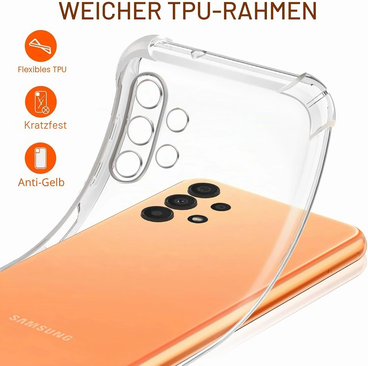 DL3 MOBILAK Clear Soft TPU Phone Case for Samsung Galaxy A13 4G - Clear