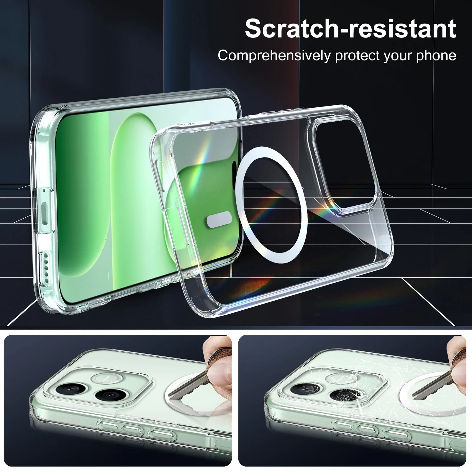 MOBIGON Slim Magnetic MagSafe-Compatible Phone Case for HONOR 600 Lite, Clear
