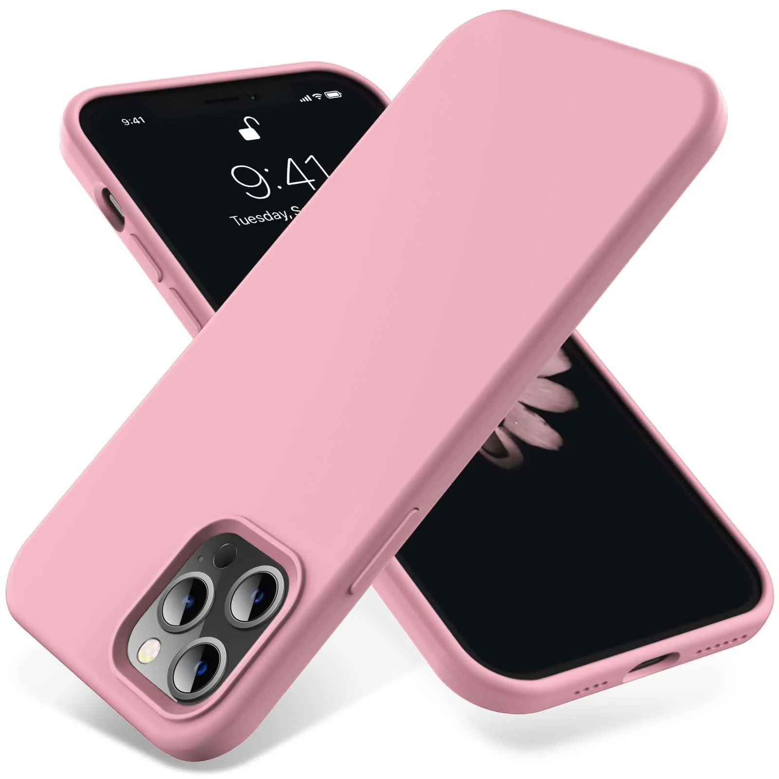 DL3 Mobilak Liquid Silicone Case for iPhone 14 Pro Max (6.7 Inch), Shock-absorbing protection, Scratch-resistant surface, Soft microfiber lining - Pink