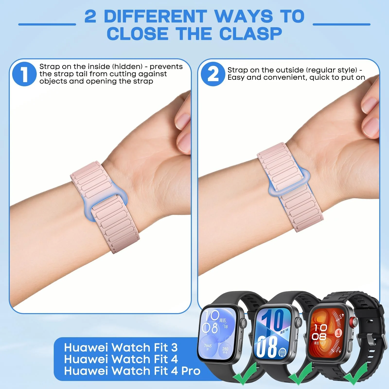 DL3 Mobilak Magnetic Strap for Huawei Watch Fit 4 Pro/Fit4/Fit 3 Replacement Straps Strong Silicone, Easy to Wear, Waterproof, Sporty, Daily Wear Watchbands for Men and Women - Black