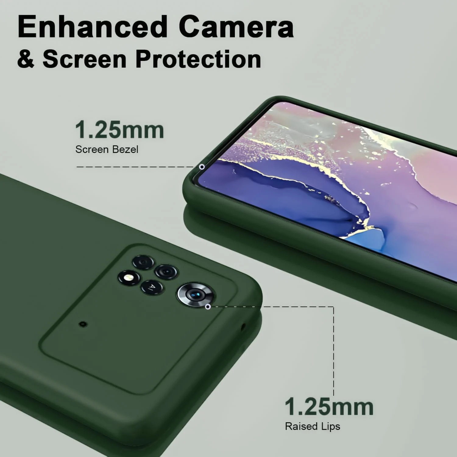 DL3 Mobilak Liquid Silicone Protective Case with Soft Microfiber Lining with Full Camera Protection for Xiaomi Poco X4 Pro 5G - Green