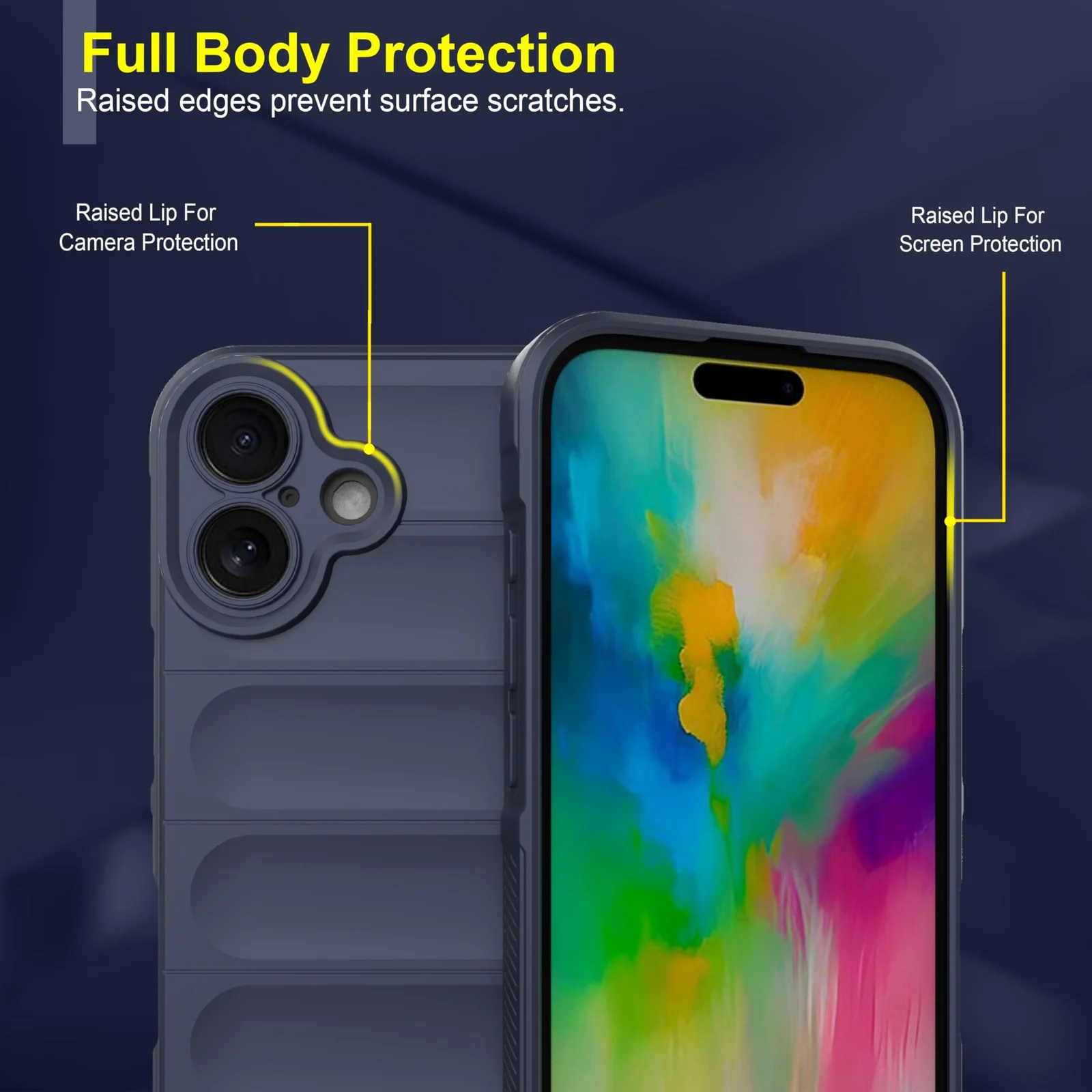 DL3 Mobilak Silicone Case for iPhone 16+ Plus 6.7-Inch Heavy Duty Protective [Slim Fit] Shockproof Soft Flexible Protective Design Shock-Absorption TPU Cover With Camera Protection - Blue