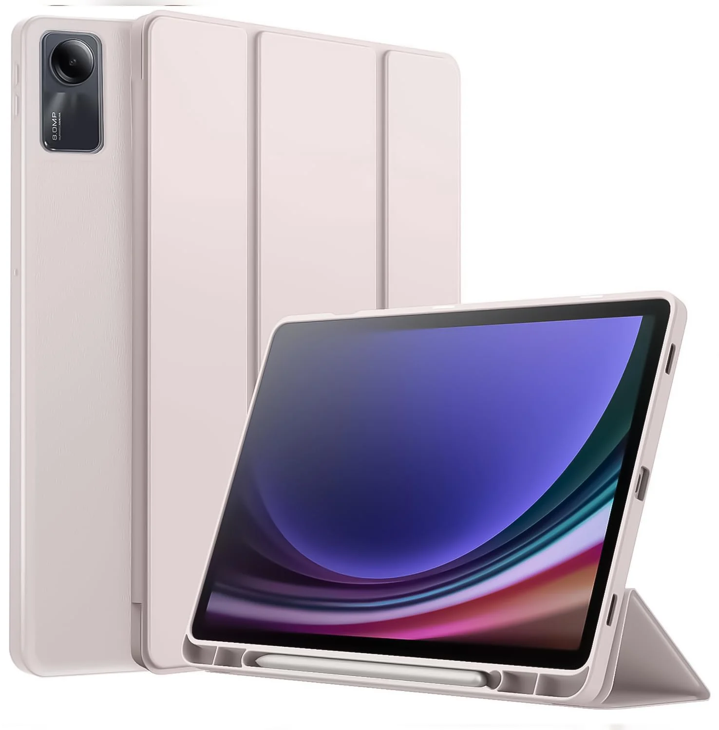 DL3 Mobilak Smart Case For Xiaomi Redmi Pad SE 11 inch Tablet 2023 Cover with Pencil Holder, Soft TPU Smart Stand Back Cover Auto Wake/Sleep - Pink