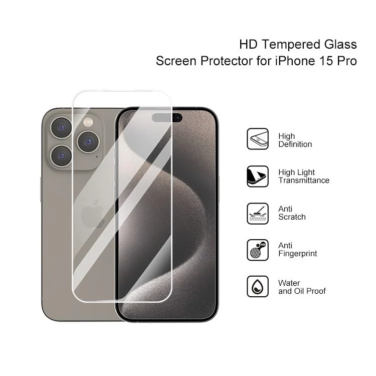 DL3 Mobilak Tempered Glass Screen Protector For iPhone -Clear (iPhone 15 Pro) - clear