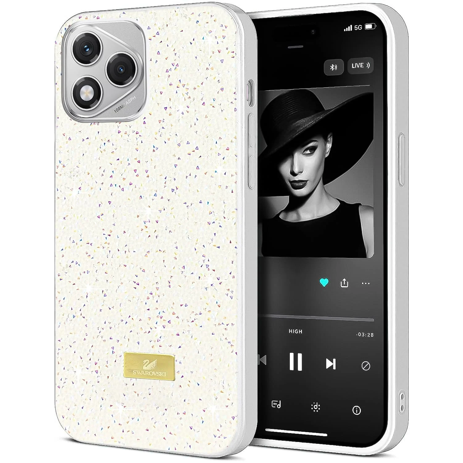 DL3 Mobilak Glitter Protective Case for Honor 400 Lite 5G, Supports wireless charging, Shock-absorbing protection, Scratch-resistant surface - White