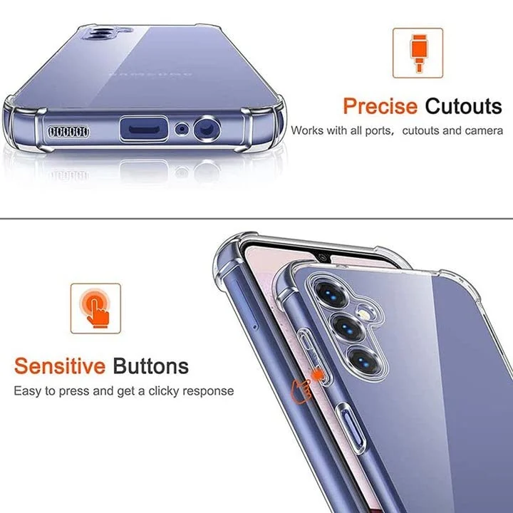 DL3 Mobilak Case Compatible with Samsung Galaxy A14 4G / 5G, Cover Silicone TPU Gorilla Anti-shock Protector Camera Shockproof Corners - Clear