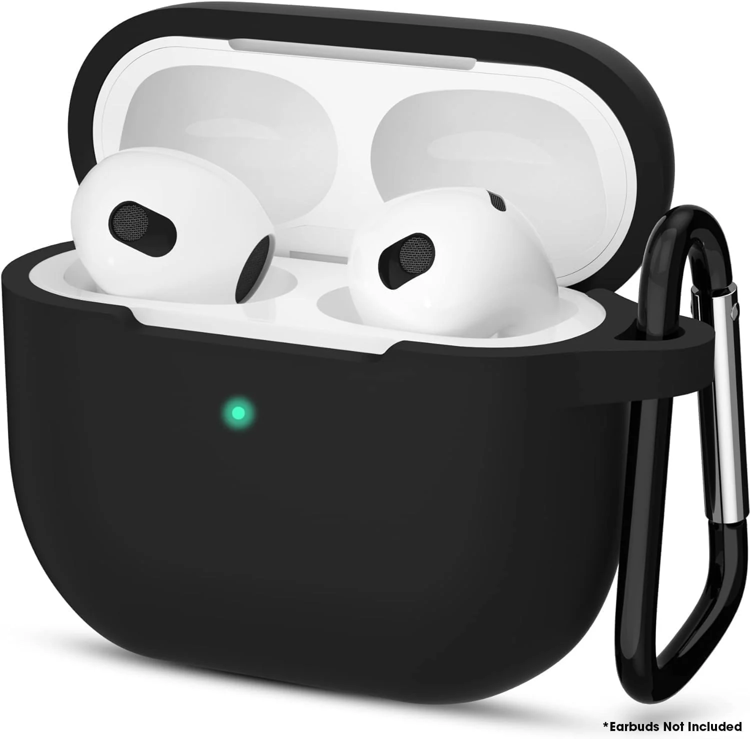 DL3 MOBILAK Case Compatible with AirPods 3, Silicone Protective Accessories Skin with Keychain Compatible with AirPods 3rd Generation 2021 for Women Girl, Front LED Visible - Black