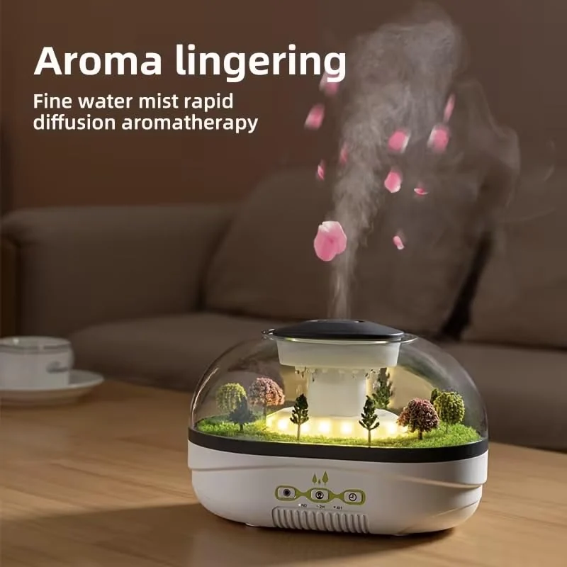 MOBIGON Raindrop Aroma Diffuser 400ML Humidifier | Quiet operation, 2/4H Timer, Warm Night Light, Fine Mist, Creative Micro Landscape Design, Auto Shut-Off for Office Home, Bedroom,Yoga,Meditation - Style-1