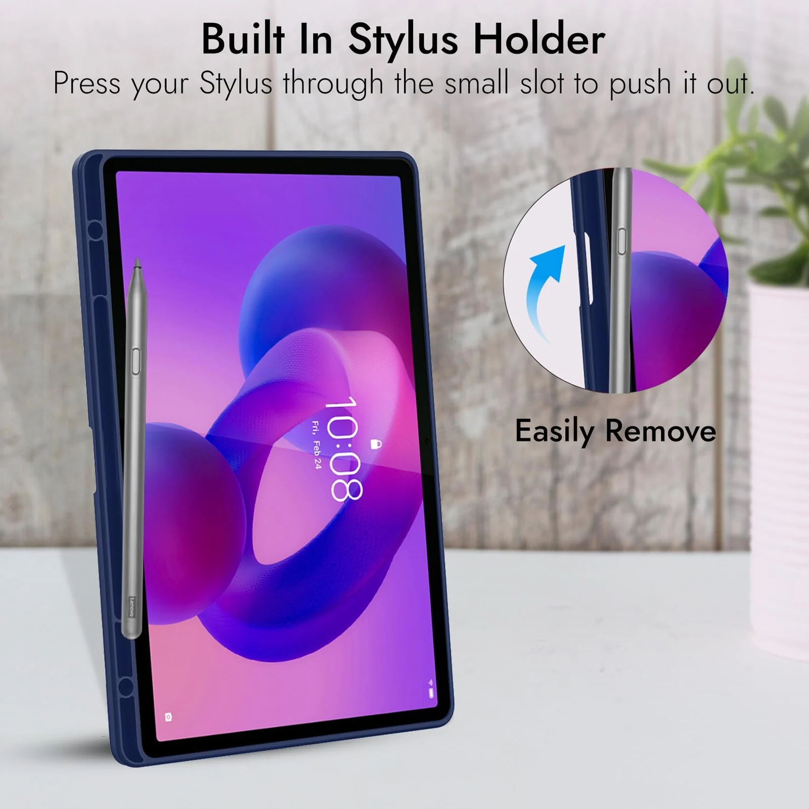 "DL3 Mobilak Lenovo Tab M11/Tab K11 LTE 11"" 2024 TB330FU Tablet Cover Case with Pencil Holder, Soft TPU Back Trifold Stand Protective Smart Cover Flip, Auto Wake&Sleep - Blue"