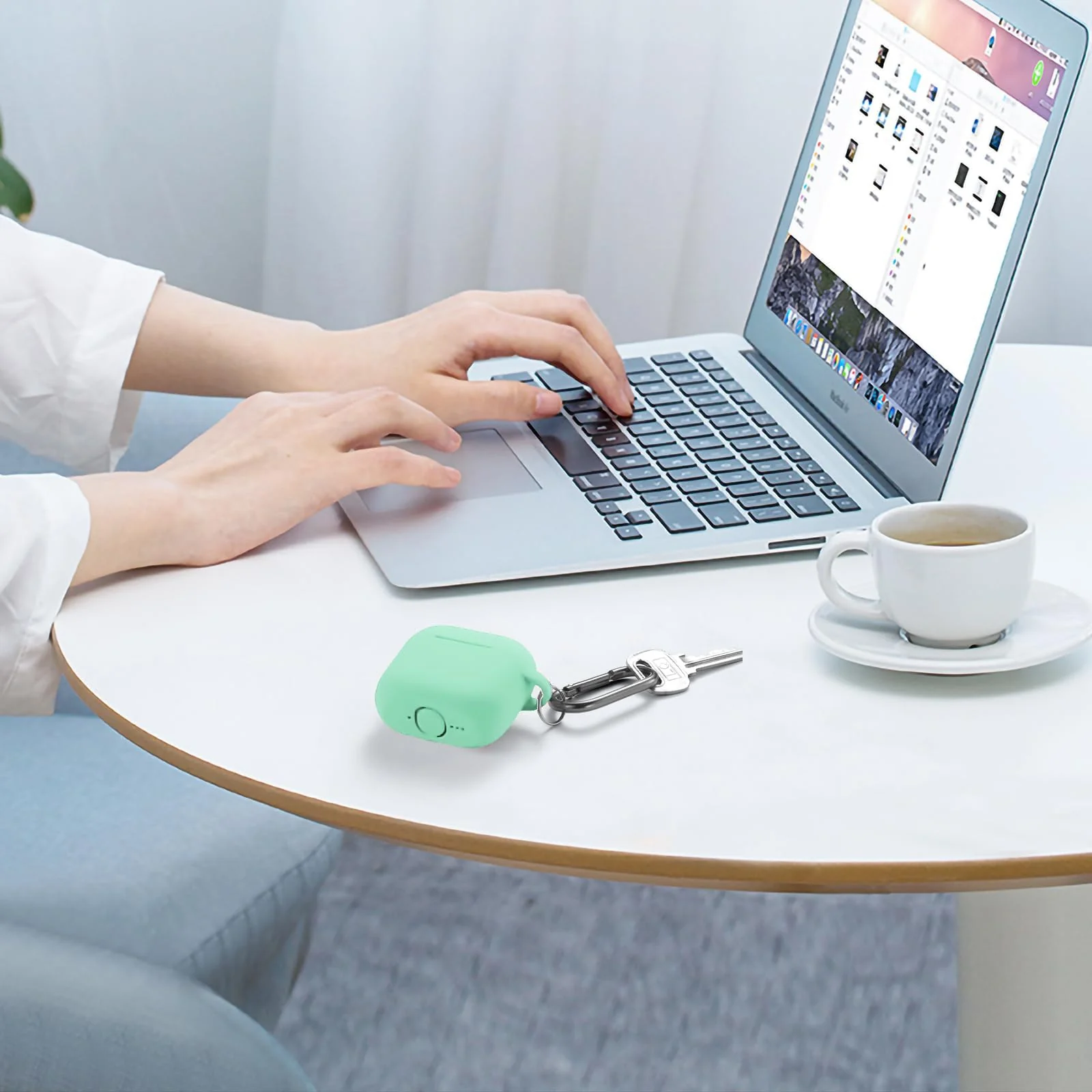 DL3 Mobilak Compatible with AirPods 4 Case (2024), Soft Silicone Full Protective Case Cover with Keychain, For Apple AirPods 4th Generation for Women Men - Mint Green