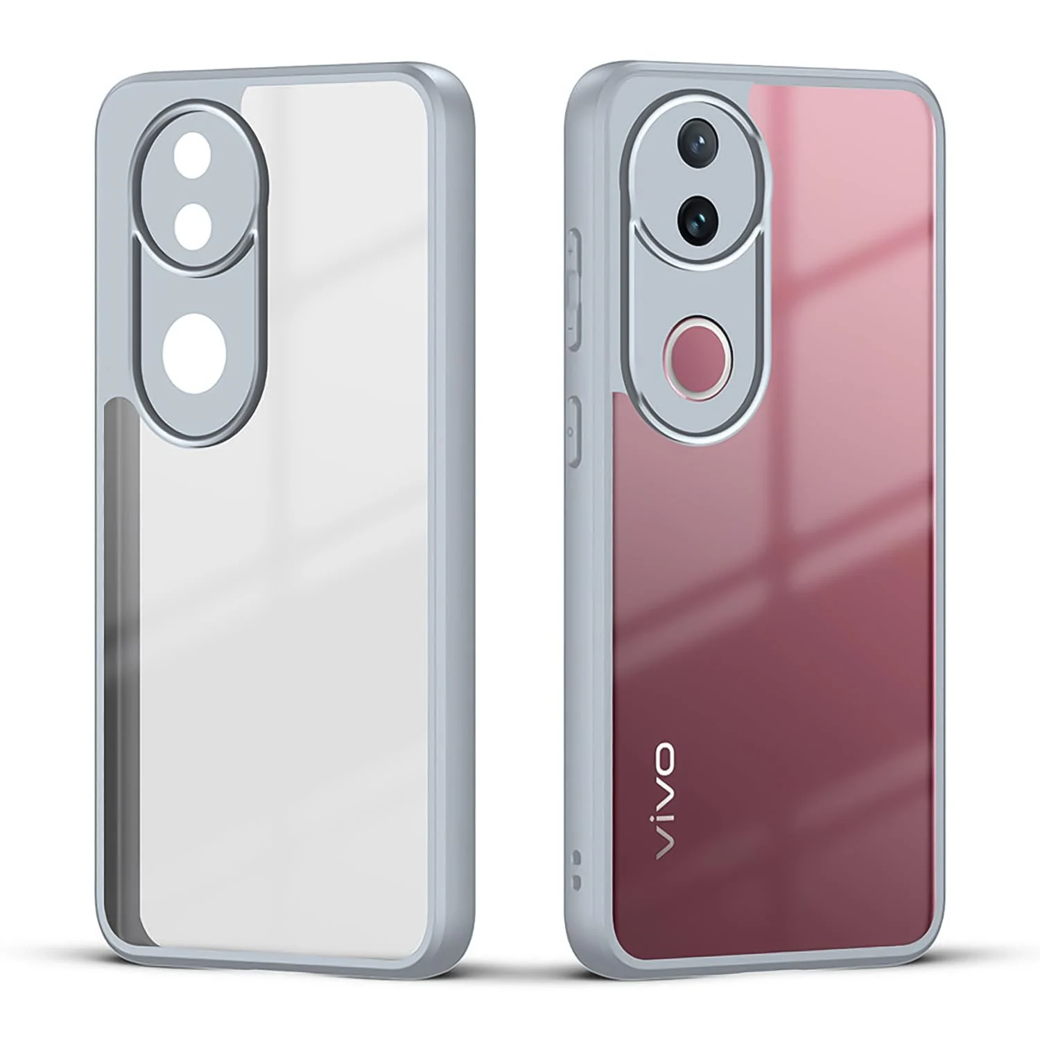 DL3 Mobilak Clear PC and TPU Protective Case for vivo V50 5G / vivo V50E with Camera Protection and Military-Grade Protection - Gray