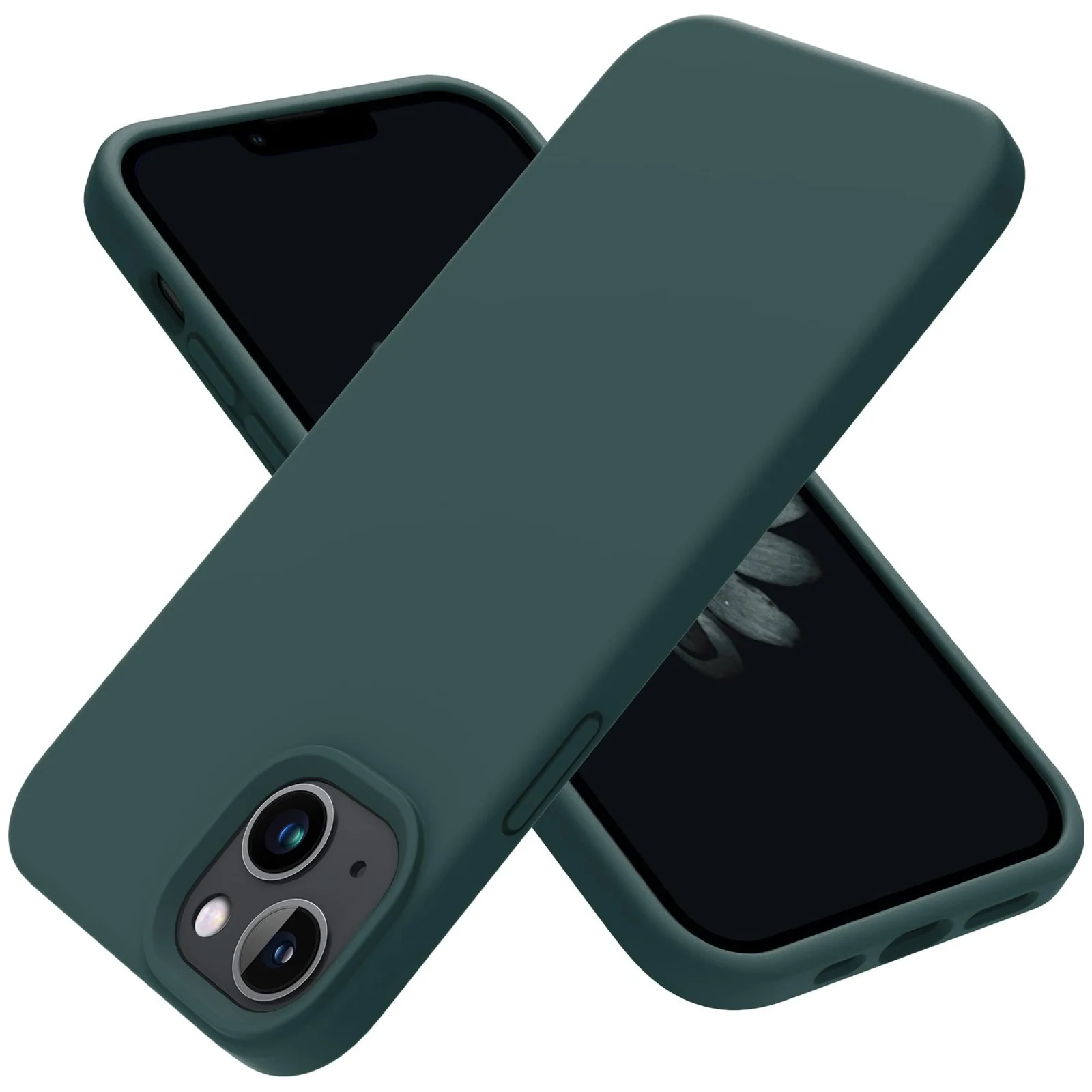 DL3 Mobilak Liquid Silicone Protective Case with Soft Microfiber Lining for iPhone 13 / iPhone 14 - Olive Green