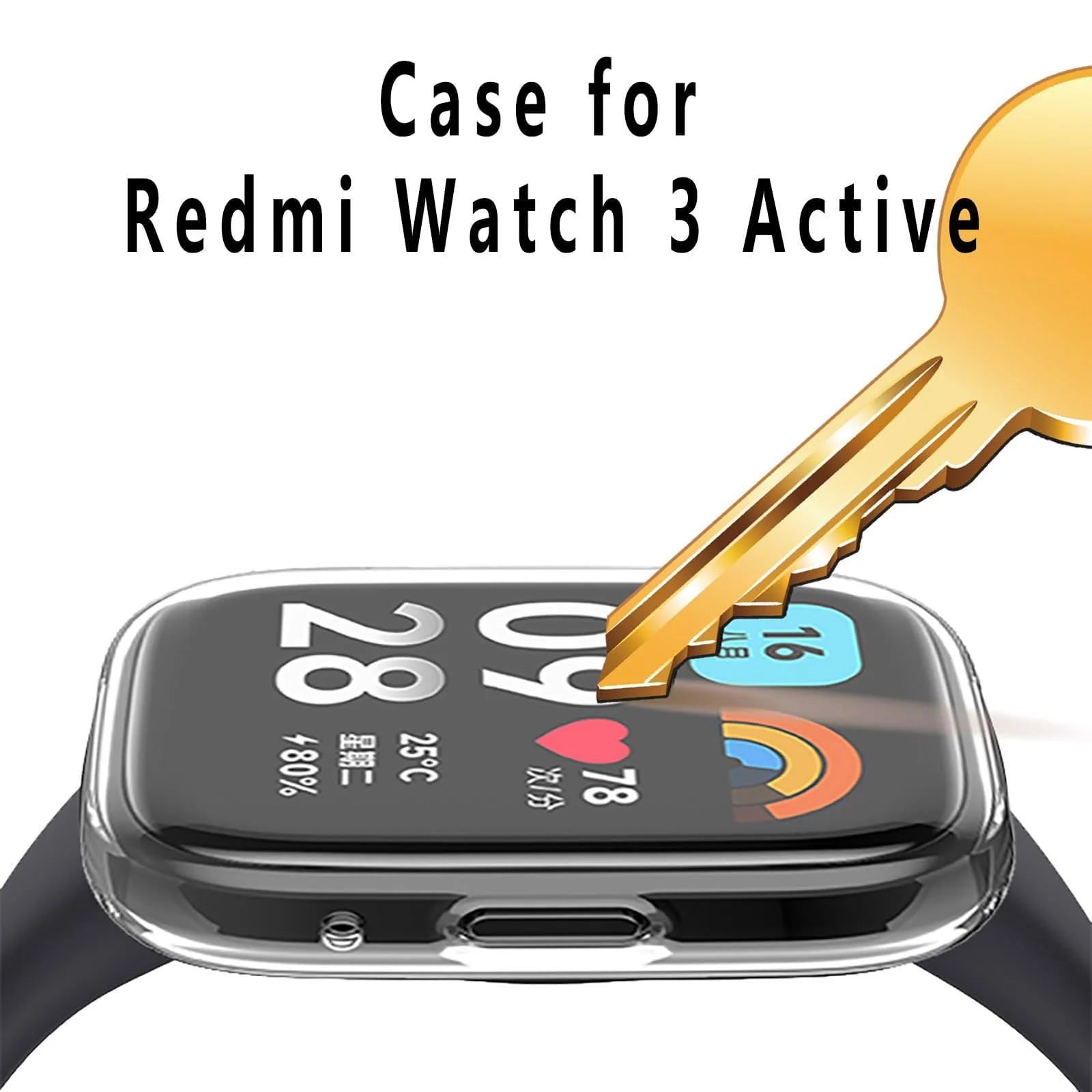 DL3 Mobilak Case for Xiaomi Redmi Watch 3 Lite/Active With Built-in Screen Protector, All-Around Soft TPU Shockproof Cover, Slim Guard Thin Bumper Shell Protector - Clear