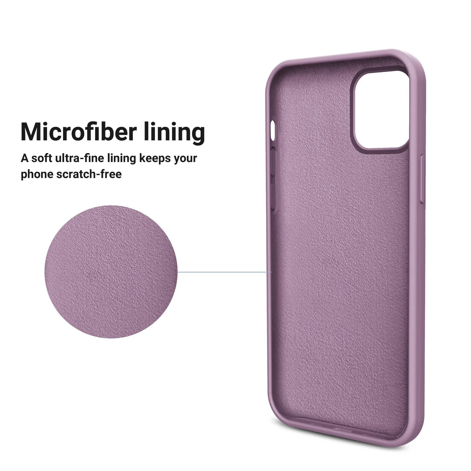 DL3 Mobilak Liquid Silicone Protective Case for iPhone 15 with Camera Protection and Microfiber Lining - Lilac Purple