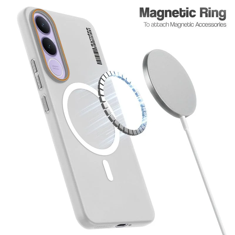 DL3 Mobilak Translucent Matte Case for vivo V70 FE, Compatible with MagSafe accessories, Shock-absorbing protection, Integrated ring holder - Clear