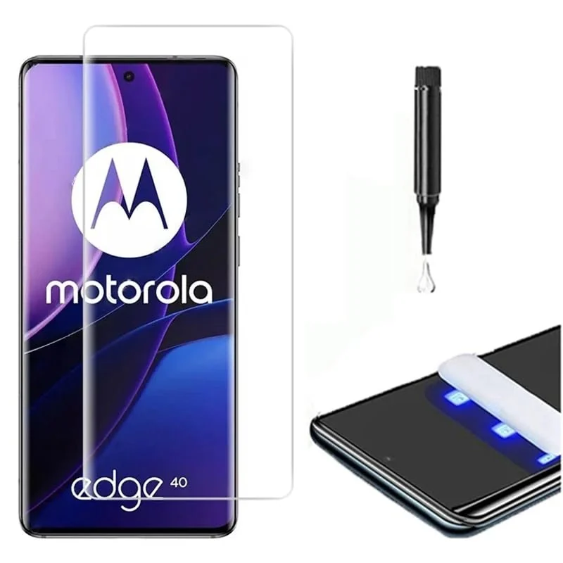 DL3 Mobilak motorola edge 40 Screen Protector [Liquid UV Tempered Glass] Full Screen adhesive [Sensitive Touch][Fingerprint Sensor Compatible] HD - Clear