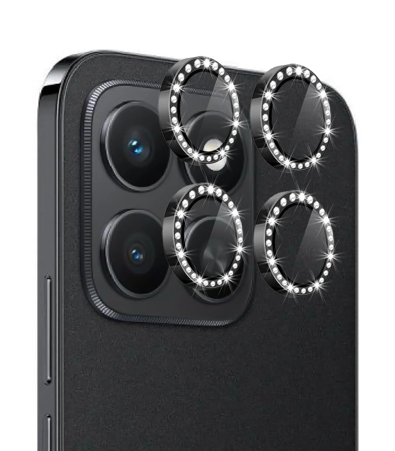 DL3 Mobilak Camera Lens Protector for Honor X8b Accessories, 9H Tempered Glass Metal Individual Ring Camera Cover Screen Protector, Case Friendly, Anti Scratch - Diamond Black