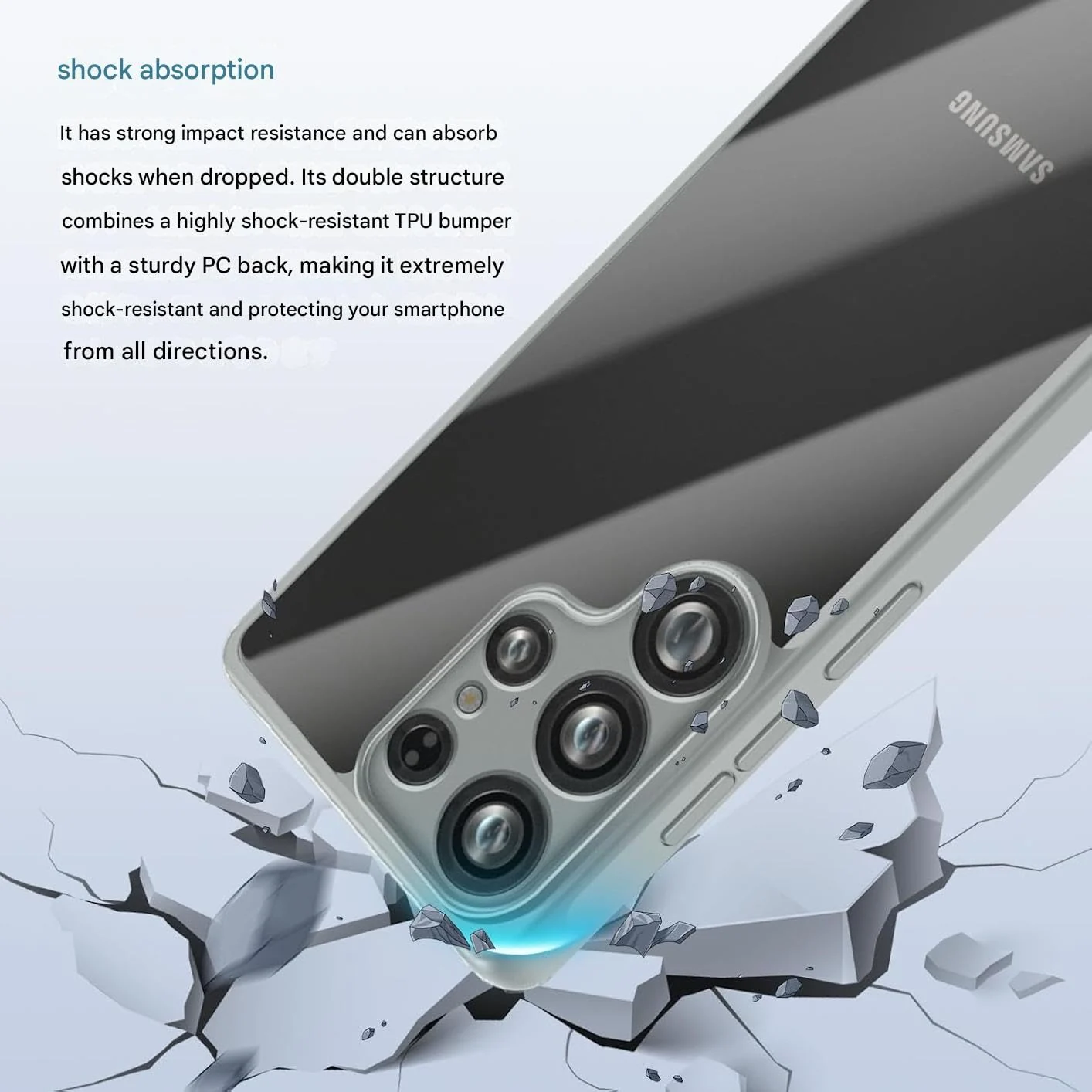 DL3 Mobilak Clear TPU Case for Samsung Galaxy S25 Ultra 5G, Camera protection, Shock-absorbing protection, Scratch-resistant surface - Gray
