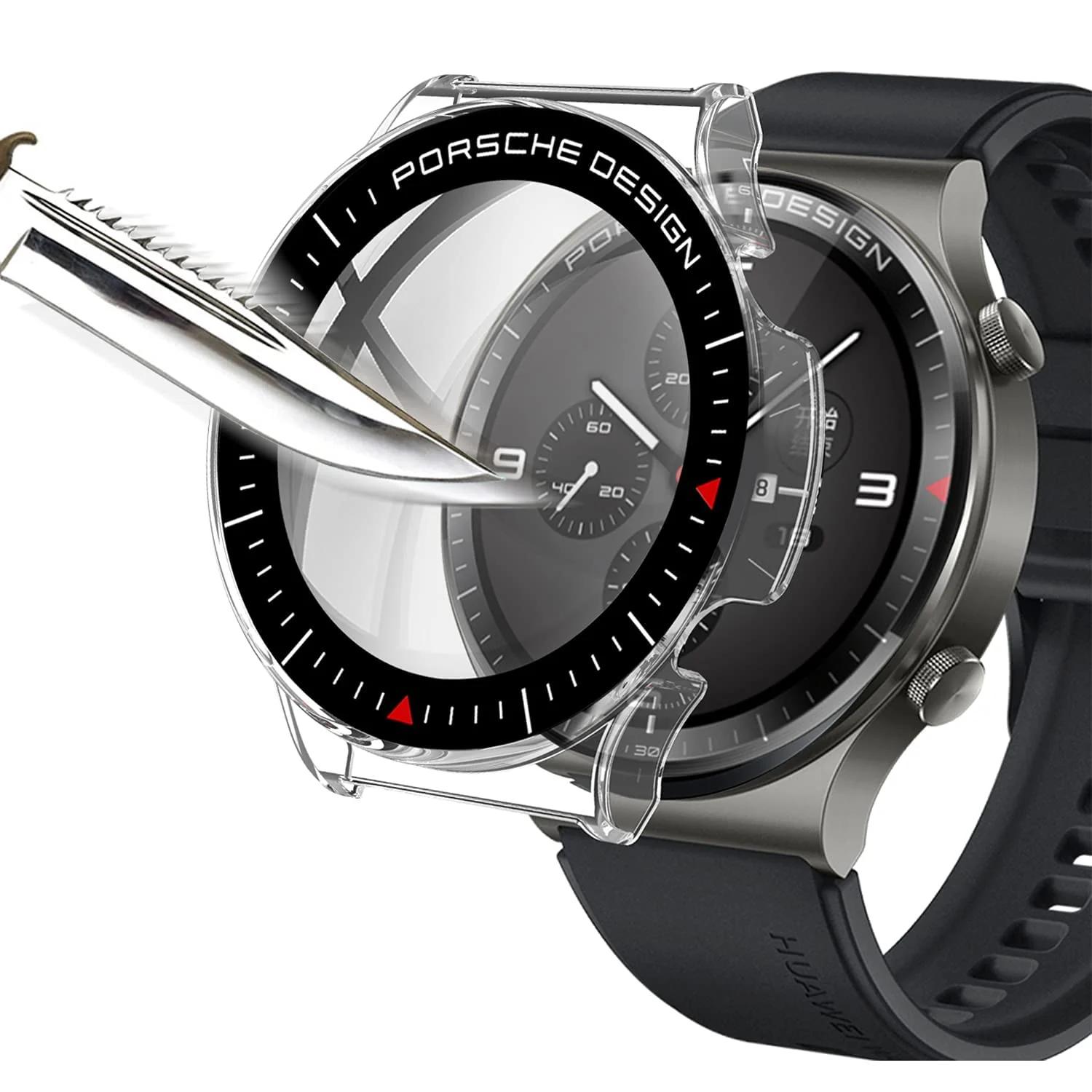 DL3 Mobilak Case Compatible with Huawei Watch GT2 Pro PC Cover with Bezel Tempered Glass Protection, Ultra Thin Full Protection for Huawei Watch GT 2 Pro Protective Case - Clear