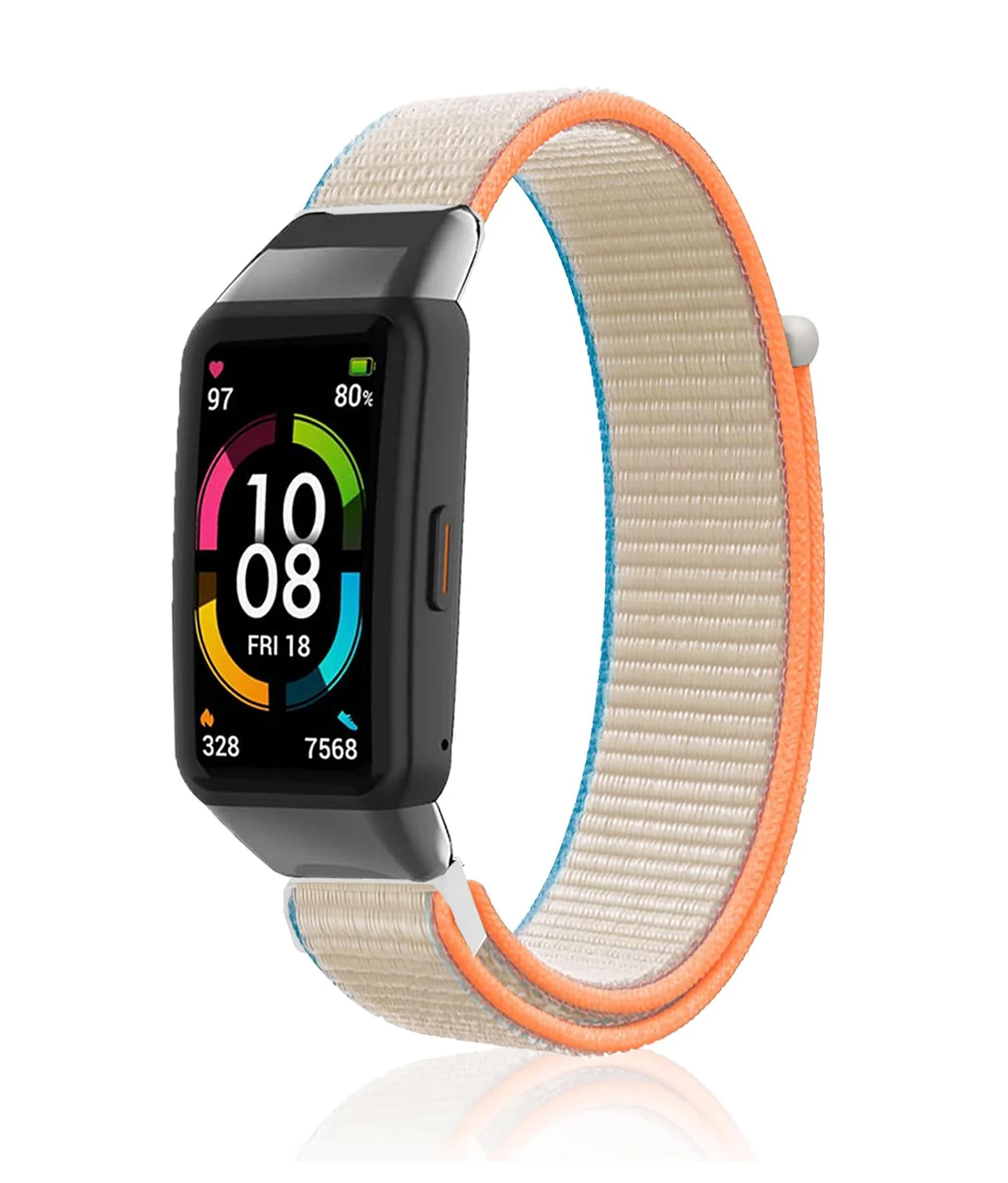DL3 Mobilak Nylon Band for Honor Band 6/Huawei Band 6 Pro/Huawei Band 6, Nylon Watch Strap Sport Wristband Soft Replacement Watch Strap Adjusable Wrist for Women Men - Milk White