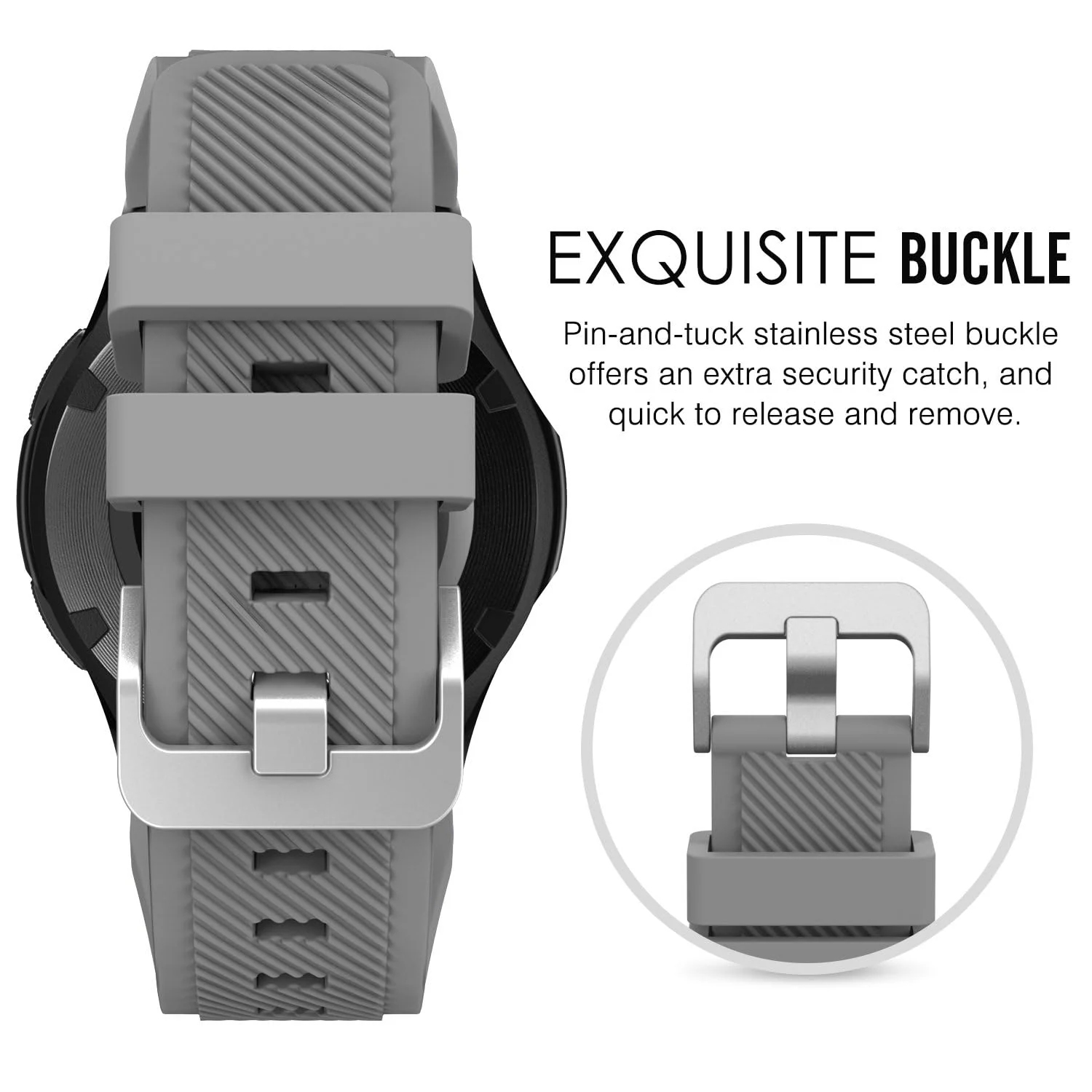 DL3 Mobilak Silicone Bands 22MM Strap Compatible with Samsung galaxy watch3 45mm/galaxy 46mm/Gear S3/Huawei watch GT3 46MM/GT2E/GT2 Pro/GT GT2 46MM/Honor Magic Watch2 46mm/Amazfit GTR (A. ) - A.Gray
