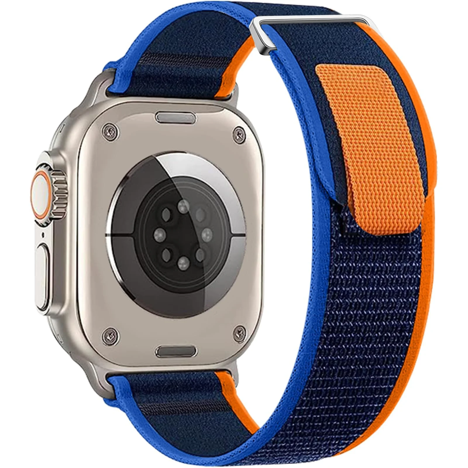 DL3 Mobilak Alpine Loop Nylon Strap Compatible with Apple Watch Band 38mm 40mm 41mm Men Women, Rugged Alpine Loop Nylon Sport Bands with Titanium C-Hook Stap for iWatch Series SE2 SE 9 8 7 6 5 4 3 2 1 - Trail Blue Orange