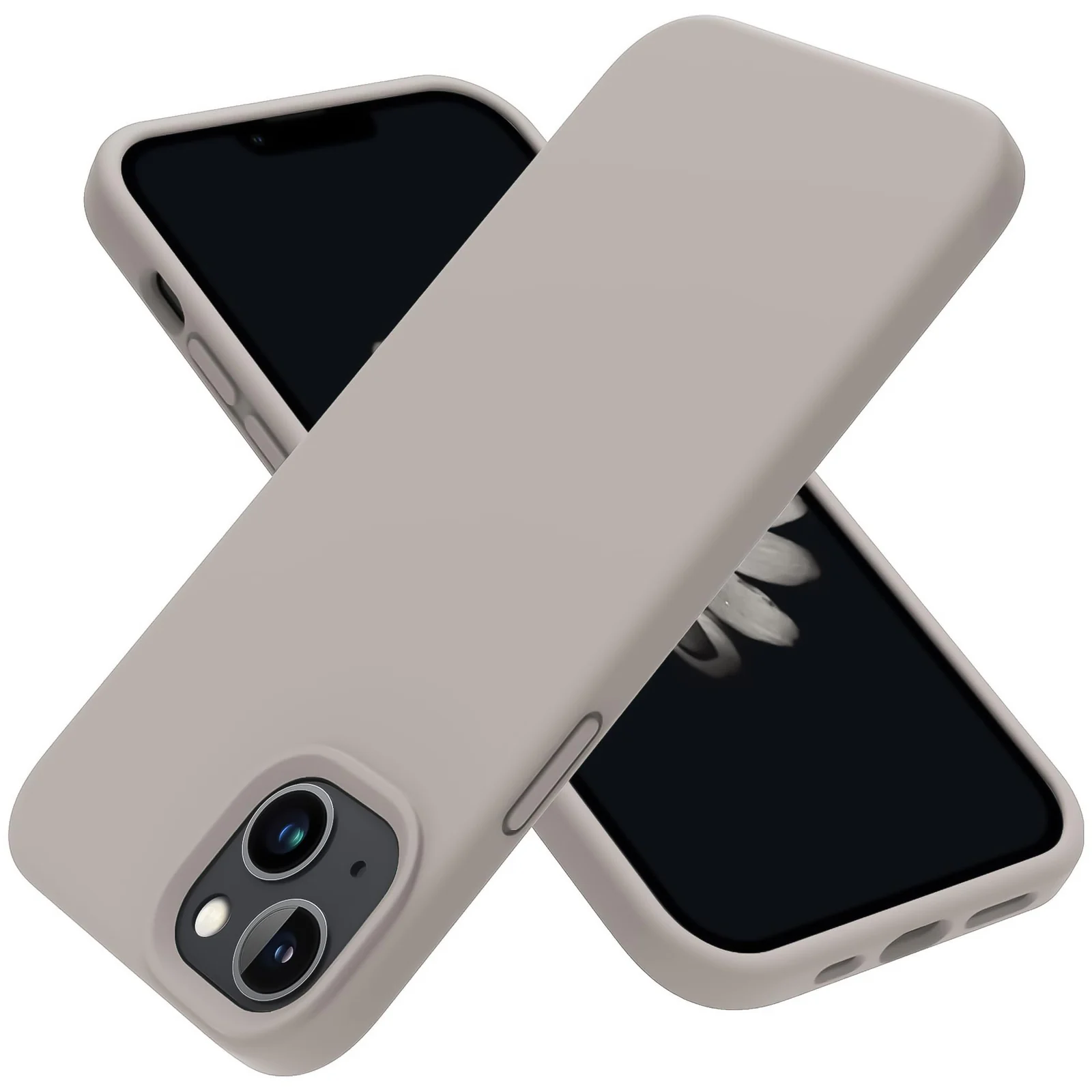 DL3 Mobilak Liquid Silicone Protective Case for iPhone 15 with Camera Protection and Microfiber Lining - Off White