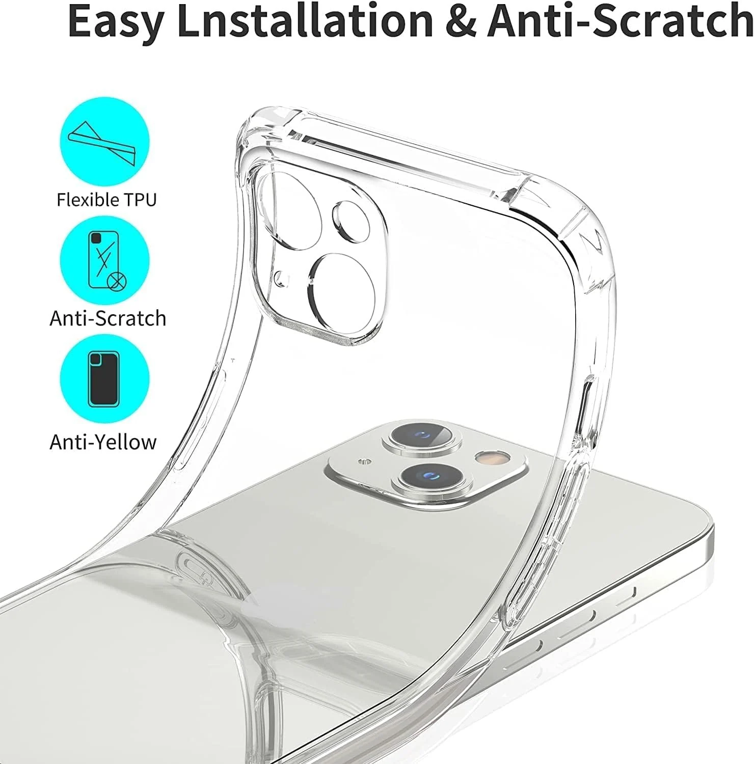 DL3 Mobilak Clear TPU Protective Case for iPhone with Camera Protection and Shockproof Design - Clear