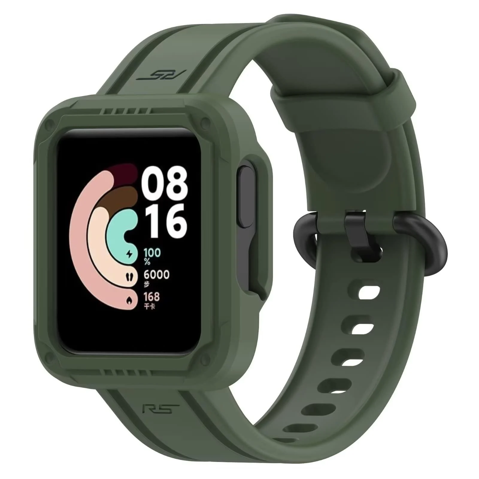 DL3 Mobilak Replacement Wrist Band Compatible with Xiaomi MI Watch Lite/Redmi Watch 2 Lite/Poco Watch/Redmi Watch 2/Horloge 2, Adjustable Soft Silicone Wrist Strap with Cover (Green), unisex-adult - Black
