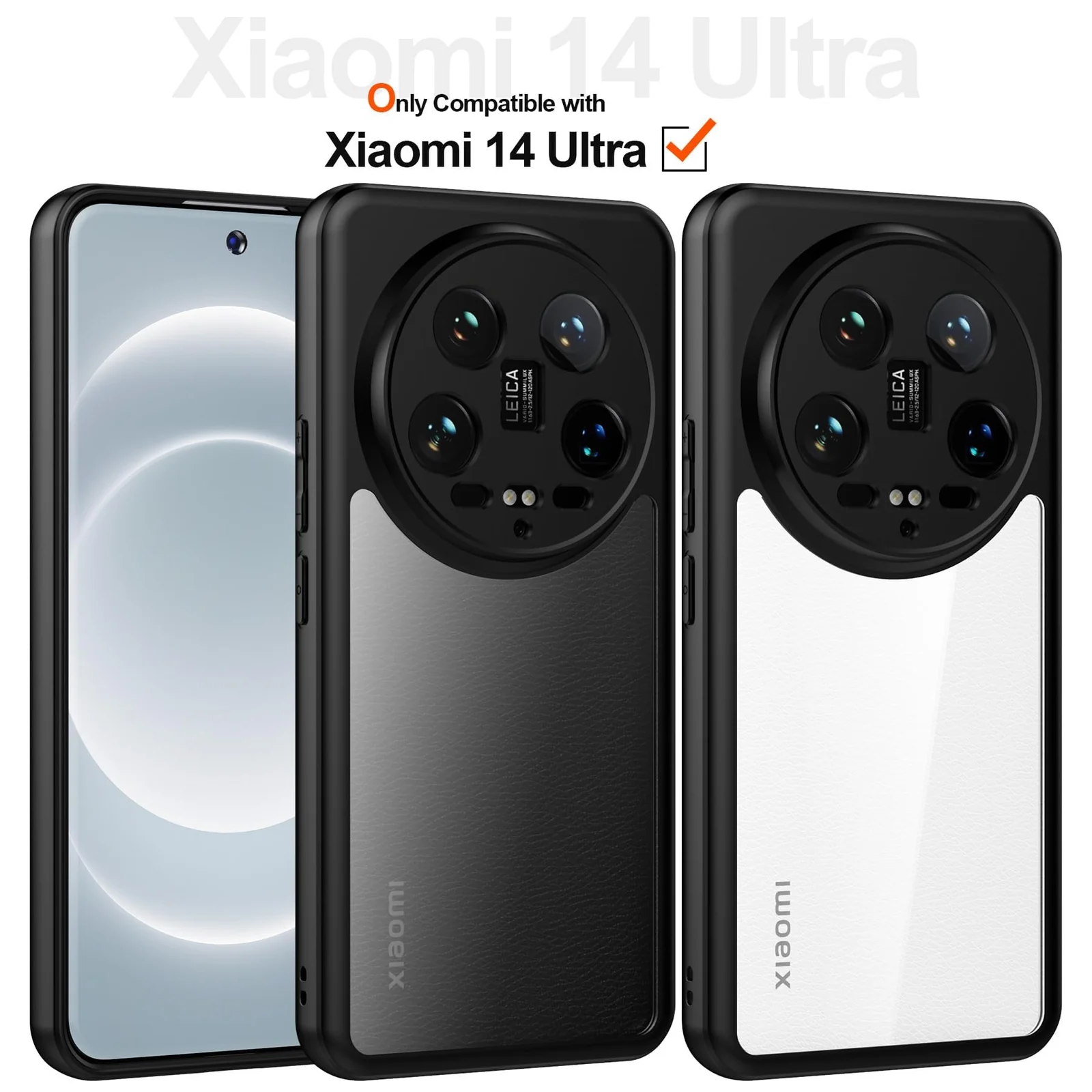 DL3 Mobilak Clear PC and TPU Protective Case for Xiaomi 14 Ultra with Camera Protection and Military-Grade Protection - Black