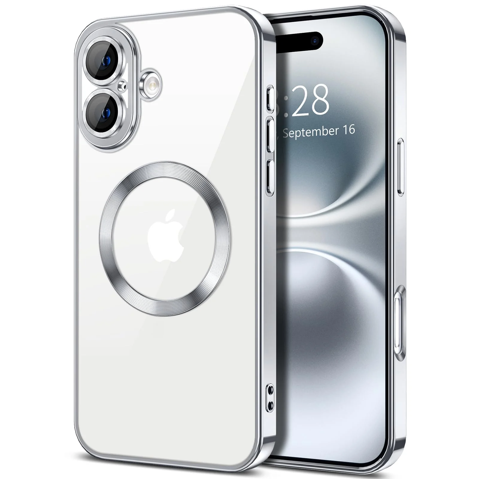 DL3 Mobilak Plated-Edge TPU Protective Case with Camera Protection for iPhone 16 Plus - Silver