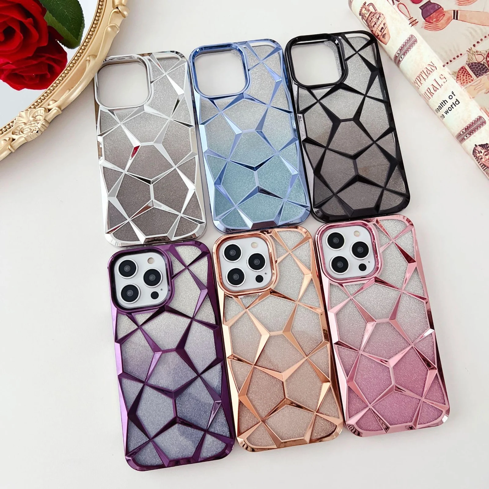 DL3 Mobilak Compatible with Samsung Galaxy A36 Case Plating Bling Gradient Glitter Clear Cover Soft TPU Silicone Cute Camera Protection Shockproof Back for Women Girls Case - Gold
