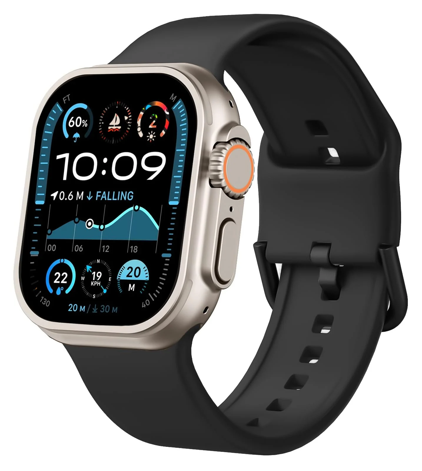 DL3 Mobilak Sport Band For Apple Watch Ultra 49mm 46mm 45mm 44mm 42mm, Soft Silicone Wristband Replacement Strap with Classic Clasp for iWatch Series 11 10 9 8 7 6 5 4 SE SE2 Ultra 3 2 1 for Women Men - A. Black