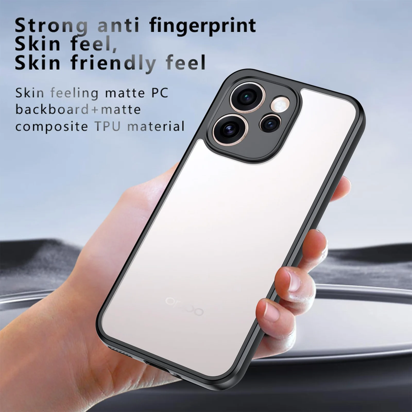 DL3 Mobilak Clear PC and TPU Protective Case for OPPO Reno15 Pro 5G with Camera Protection and Military-Grade Protection - Black