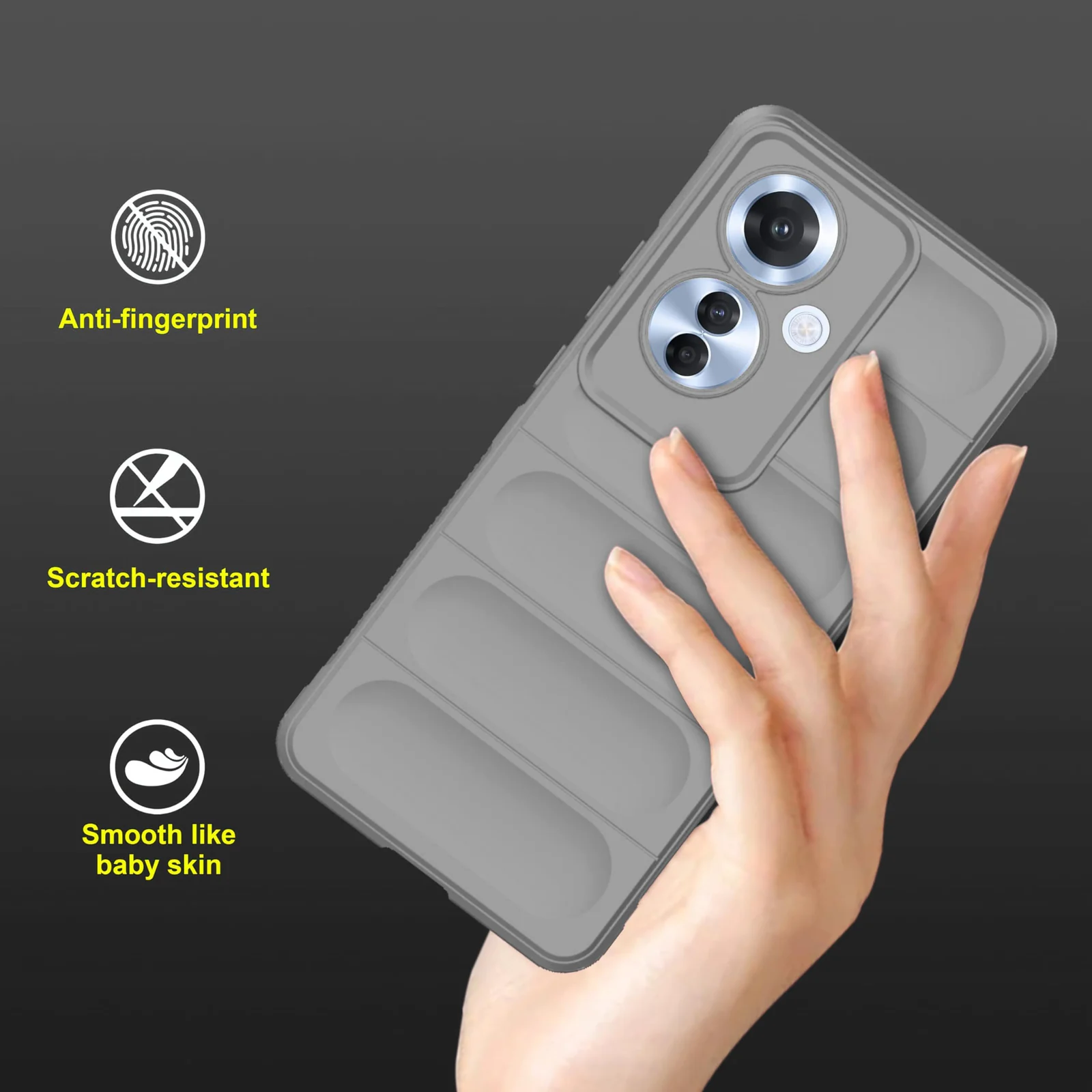 DL3 Mobilak Rugged Protective Case for OPPO Reno 11F / Reno11 F 5G, Camera protection, Shock-absorbing protection, Non-slip grip - Gray