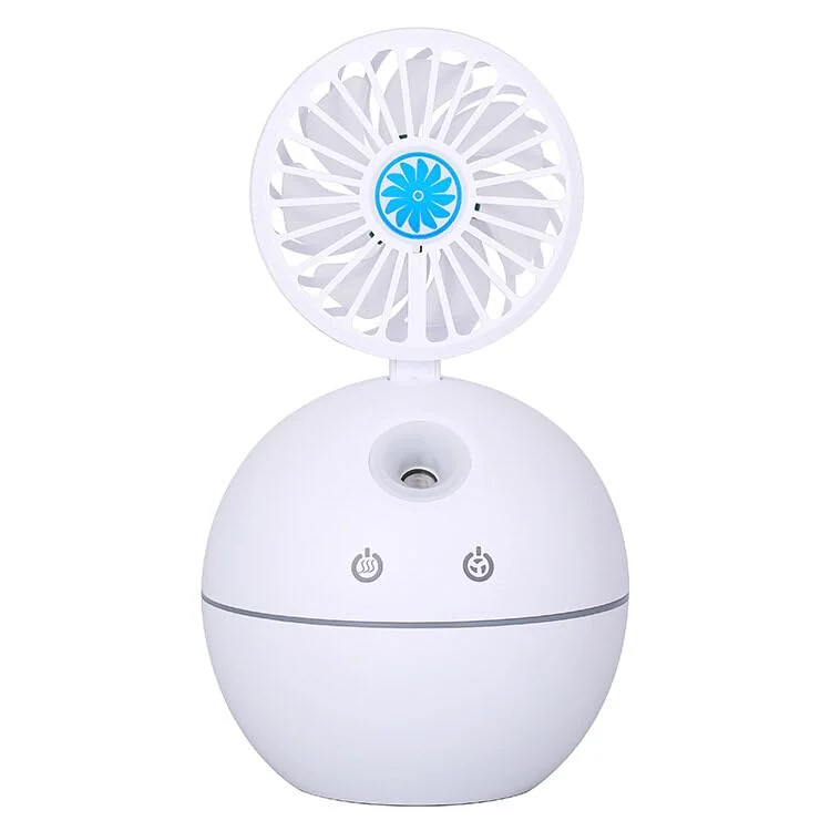 Mobigon Air Humidifier with Fan Portable USB Ultrasonic Essential Oil Aroma Diffuser with 7 Colorful Night Lights for Office Home - white
