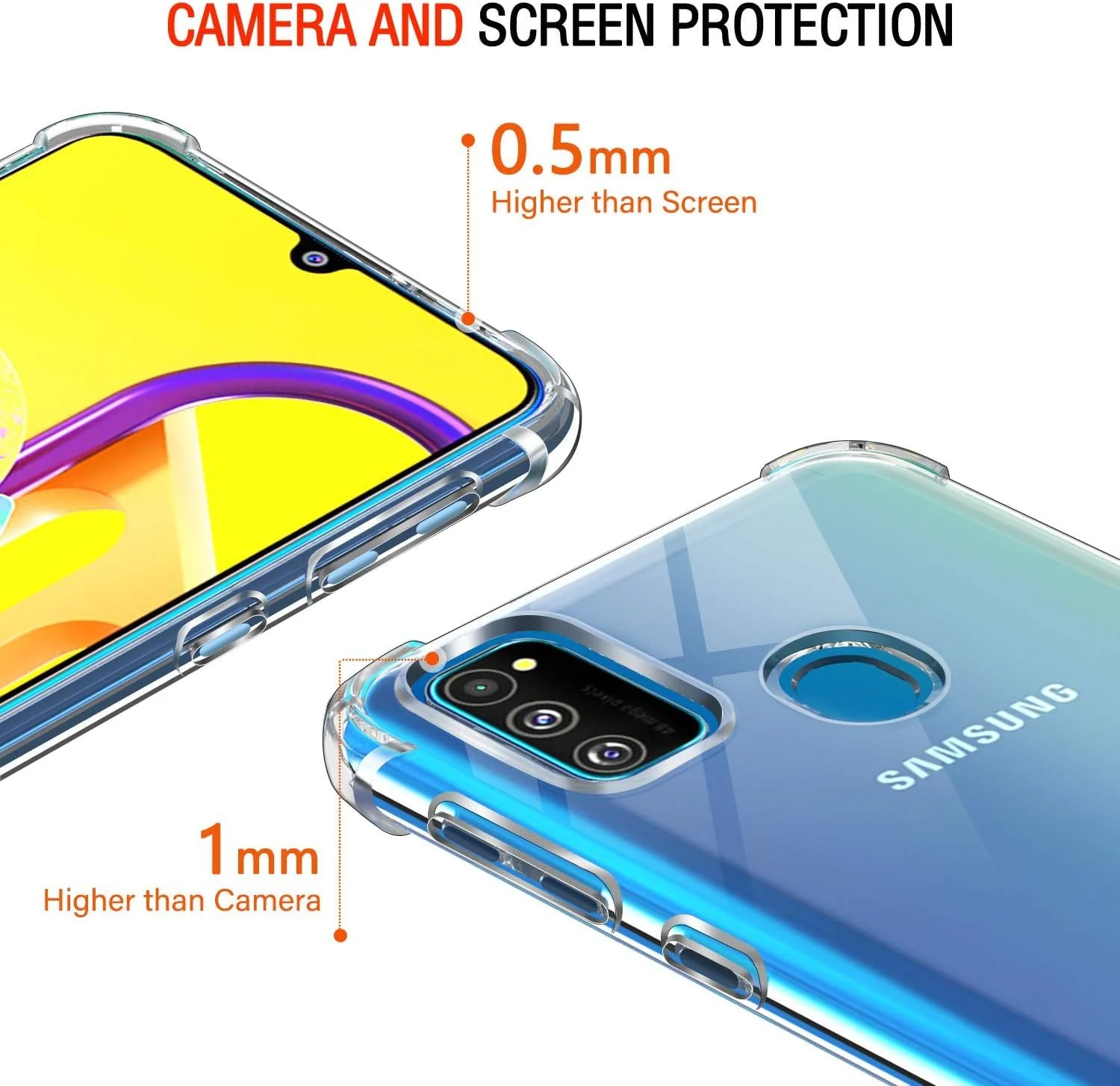 DL3 MOBILAK Clear Soft TPU Phone Case for Samsung Galaxy M30s and M21 - Clear