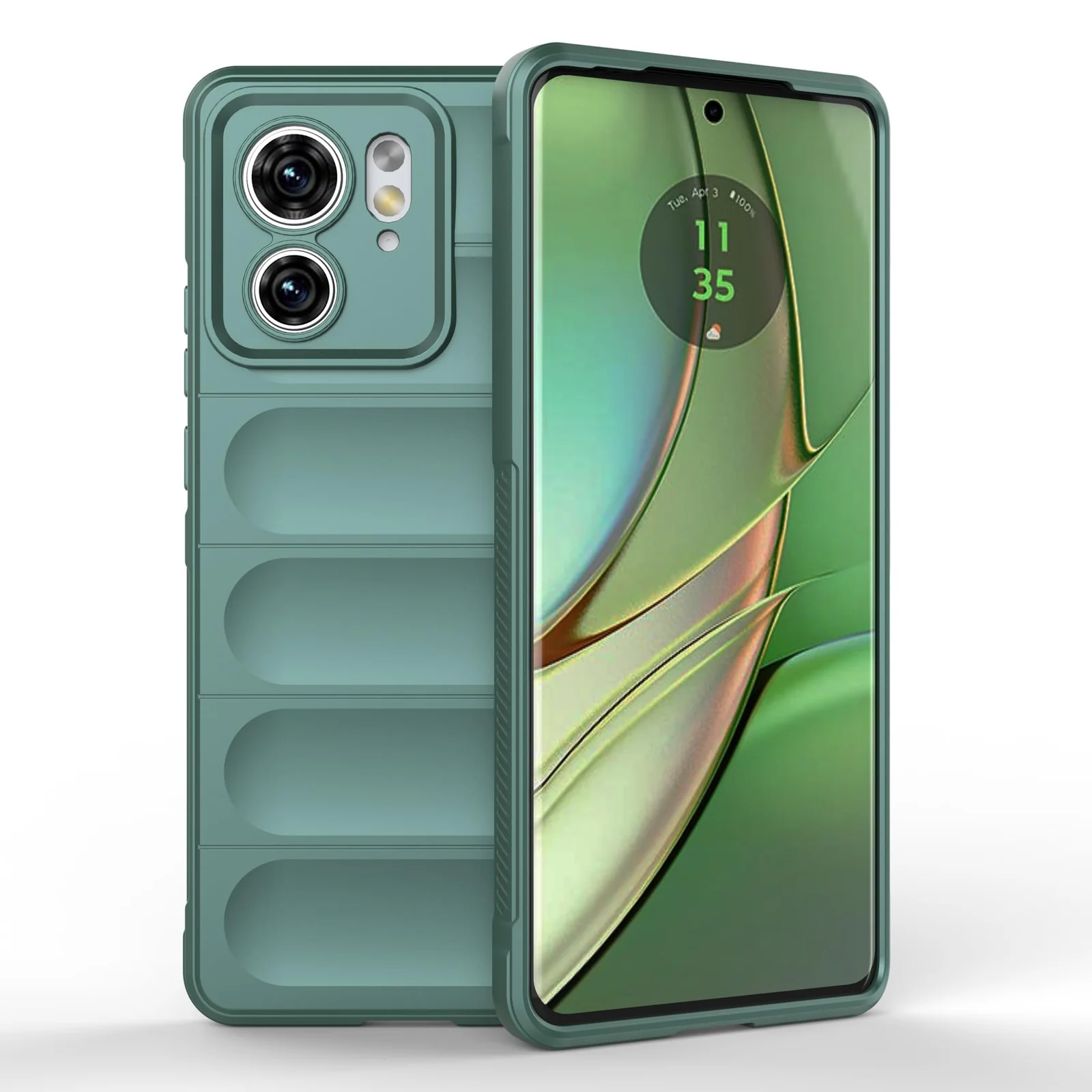 DL3 Mobilak Silicone Case for Motorola Edge 40 5G Heavy Duty Protective [Slim Fit] Shockproof Soft Flexible Protective Design Shock-Absorption TPU Cover With Camera Protection - Green