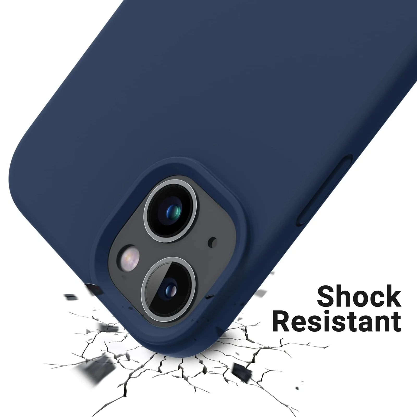 DL3 Mobilak Liquid Silicone Protective Case for iPhone 13 / iPhone 14 with Camera Protection and Microfiber Lining - Storm Blue