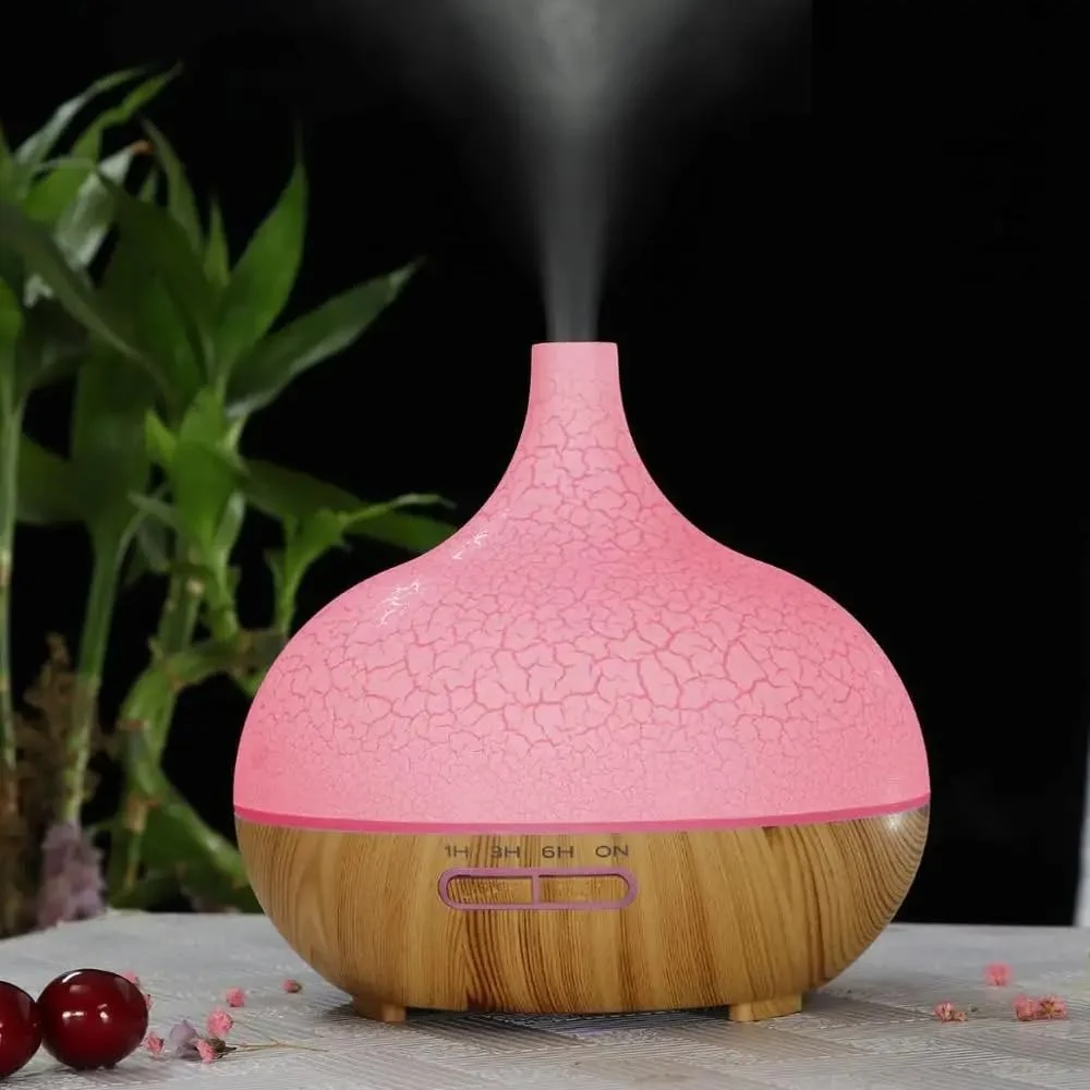 Mobigon Essential Oil Diffuser, Aromatherapy Diffuser 500ml with Remote Control, 4 Timer & Auto-Off Safety Switch, 7 Color LED Lights Mode, 10 Hours Quiet Humidifier for Bedroom - F.Light woody
