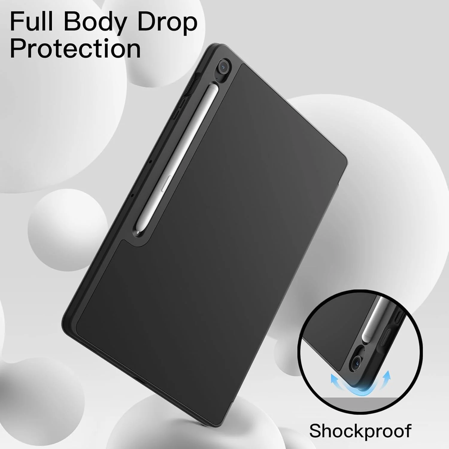 DL3 Mobilak Samsung Galaxy Tab S10 FE Plus 13.1 Inch 2025 Model (SM-X620/X626) with Pen Holder, Soft TPU Back Trifold Stand Protective Smart Cover Flip, Auto Wake&Sleep - Black