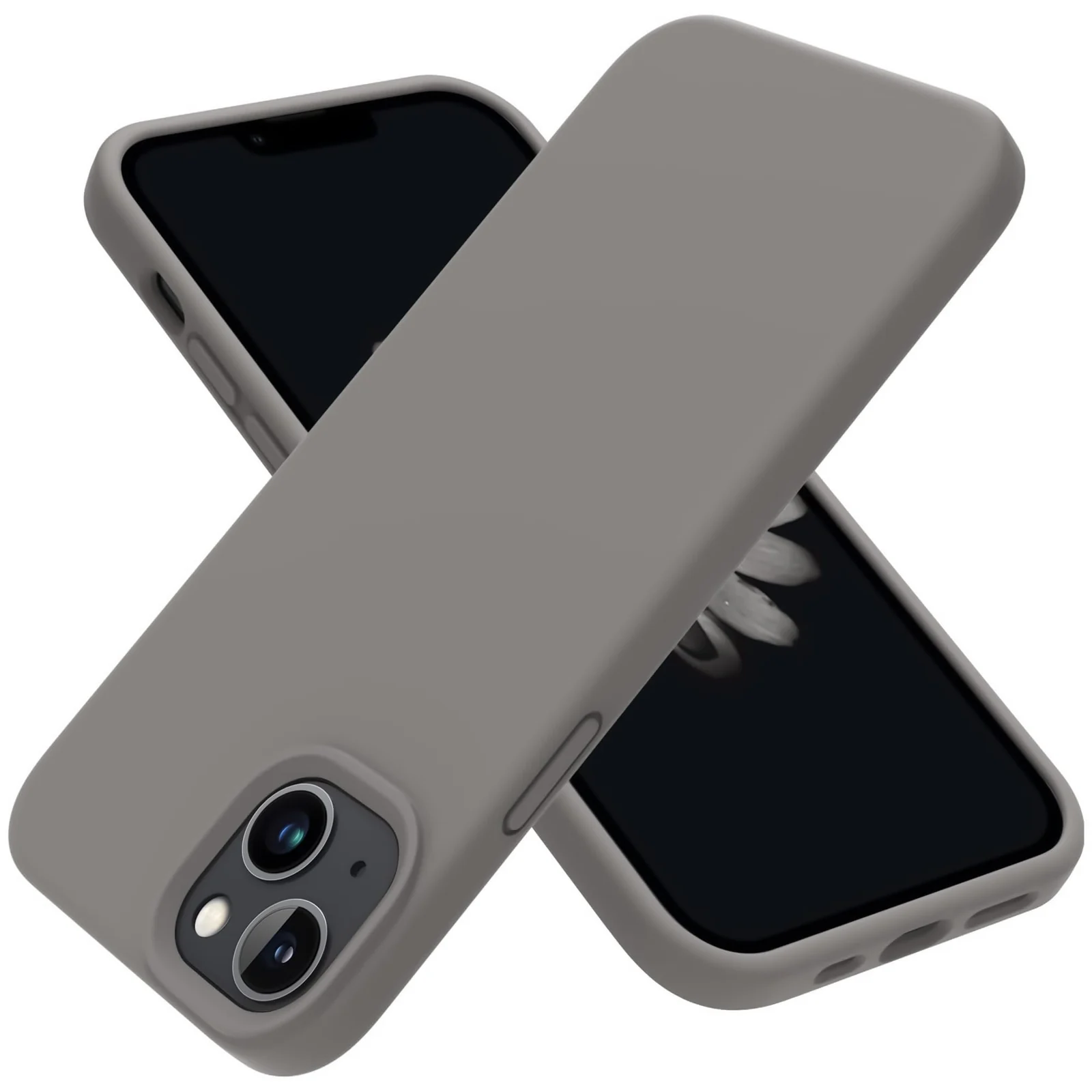 DL3 Mobilak Liquid Silicone Case for iPhone 13 / iPhone 14 (6.1 Inch), Shock-absorbing protection, Scratch-resistant surface, Soft microfiber lining - Stone 2
